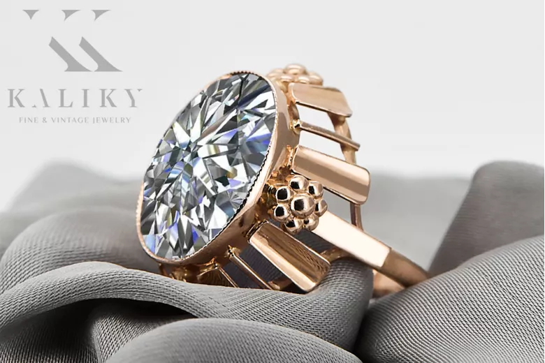 Vintage Ring Zirkon Originales Vintage-Roségold aus 14 Karat vrc043r